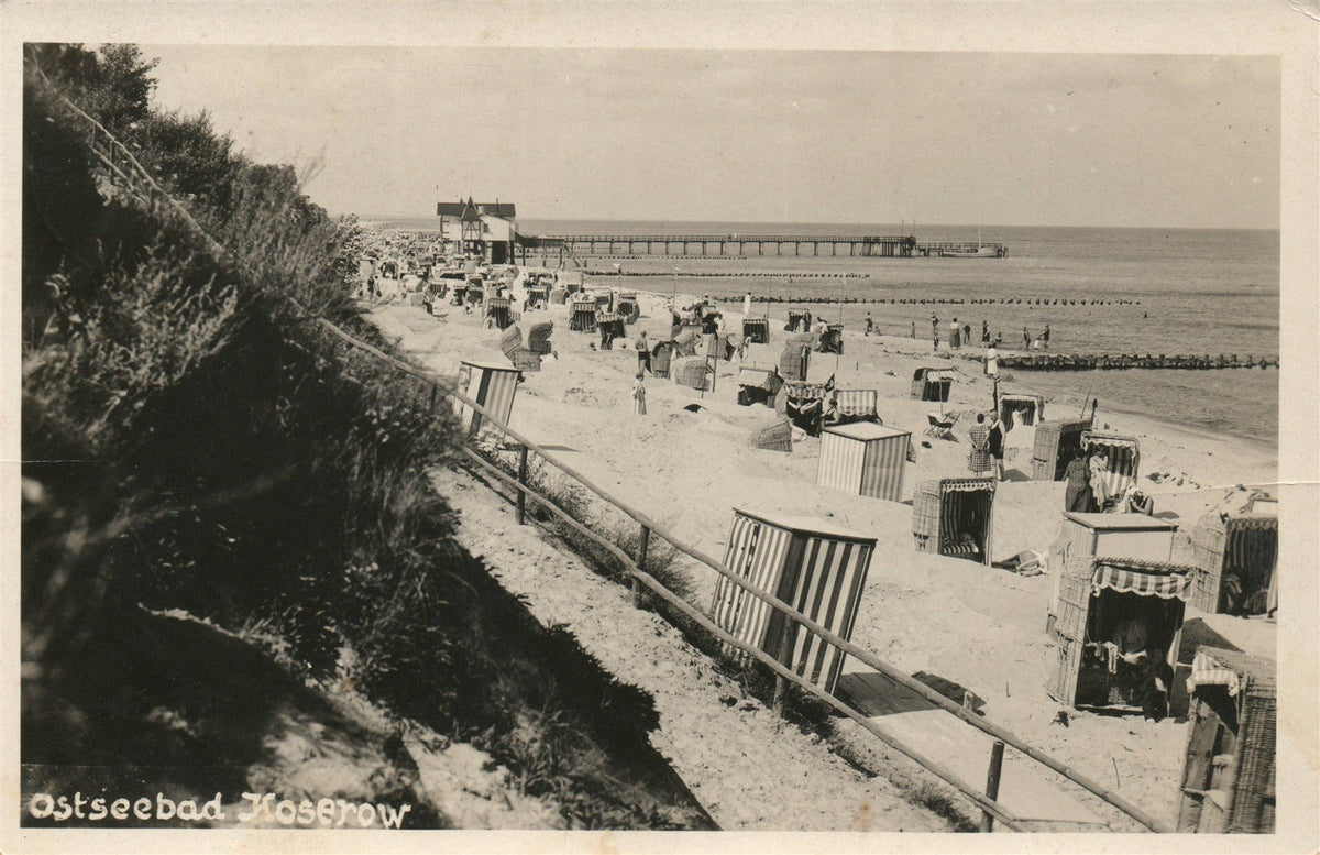 GERMANY KOSEROW BEACH SCENE ANTIQUE REAL PHOTO POSTCARD RPPC