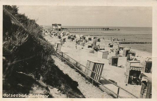 GERMANY KOSEROW BEACH SCENE ANTIQUE REAL PHOTO POSTCARD RPPC