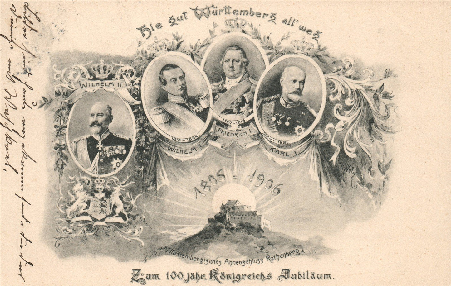 GERMANY WURTTEMBERG ROYALTY ANTIQUE POSTCARD