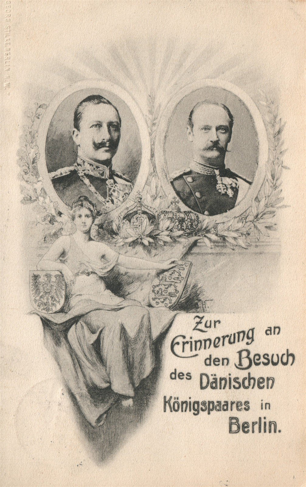 GERMANY BERLIN VISIT of DANISH ROYAL COUPLE ANTIQUE POSTCARD