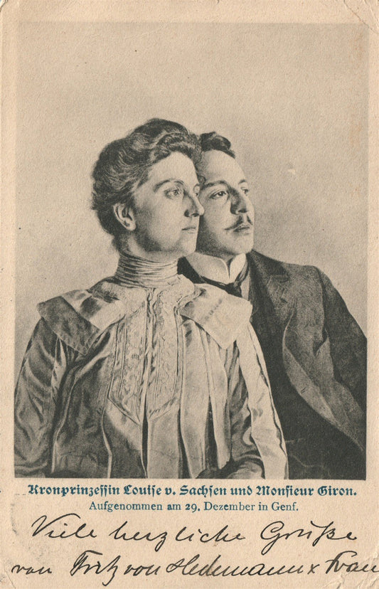 LOUISE of AUSTRIA PRINCESS of SAXONIA & HER TUROR ANDRE GIRON ANTIQUE POSTCARD