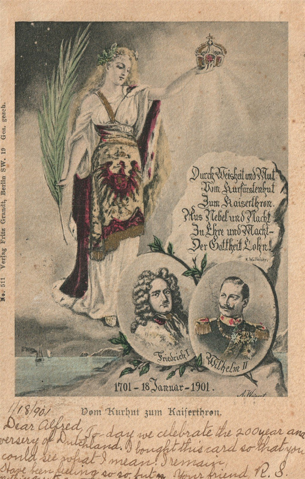 GERMANY 200th ANNIVERSARY of CORONATION of FRIEDRICH I ANTIQUE POSTCARD