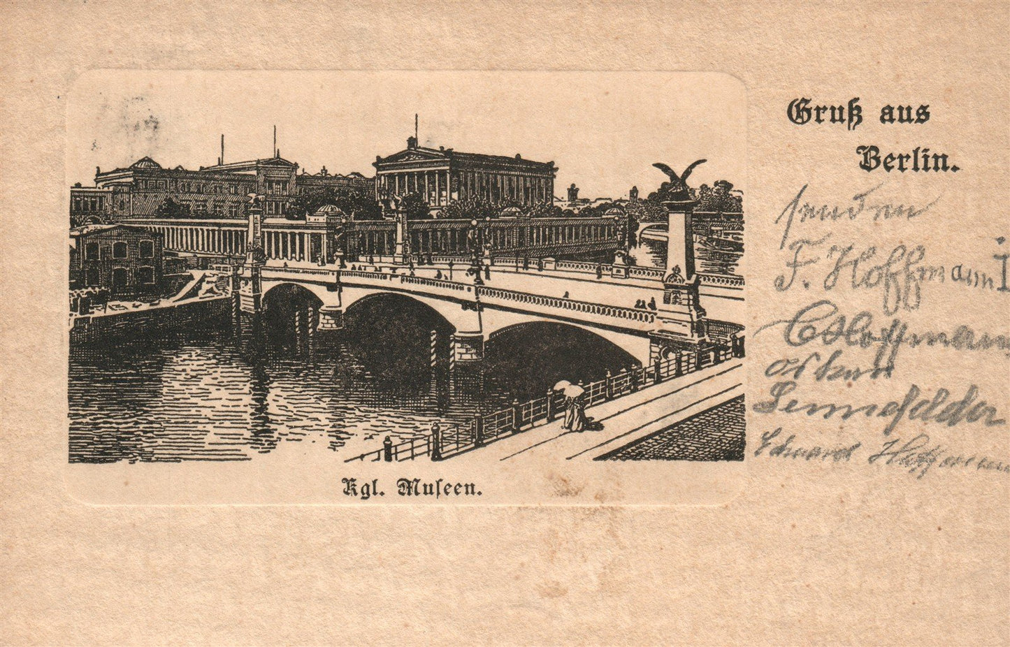GERMANY GRUSS AUS BERLIN FRIEDRICHSBRUCKE BRIDGE ANTIQUE POSTCARD