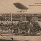 FRENCH ANTIQUE POSTCARD BALLOON IN PARIS SKY