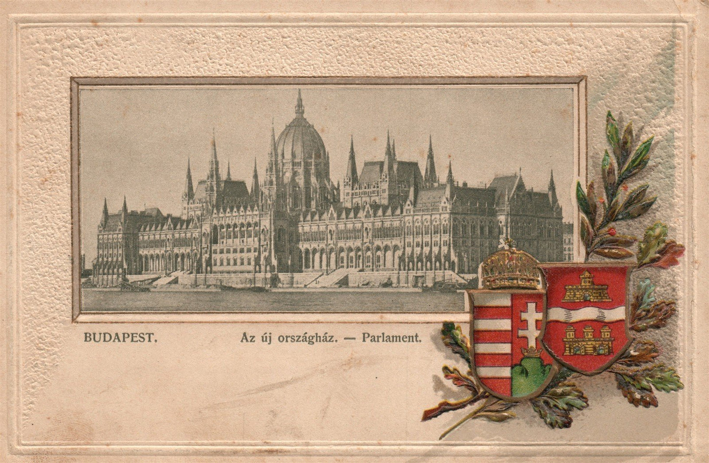 HUNGARY BUDAPEST PARLAMENT ANTIQUE POSTCARD