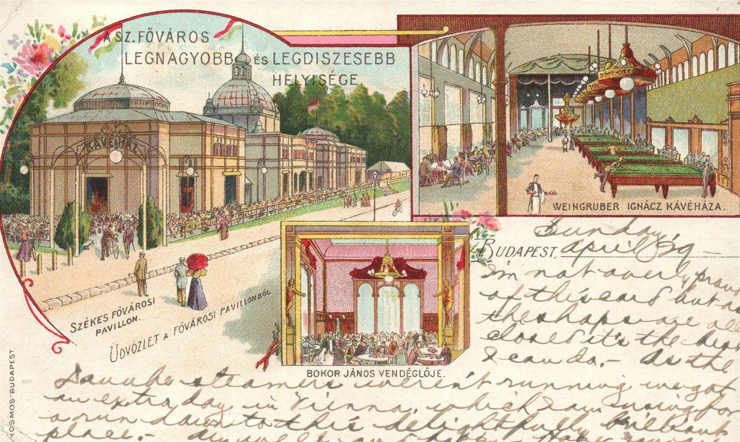 HUNGARY BUDAPEST CAPITAL CITY PAVILION ANTIQUE POSTCARD