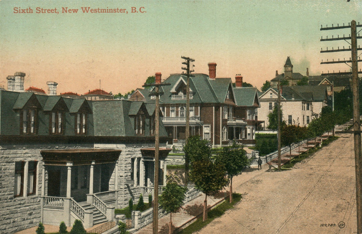 CANADA NEW WESTMINSTER B.C. SIXTH STREET ANTIQUE POSTCARD