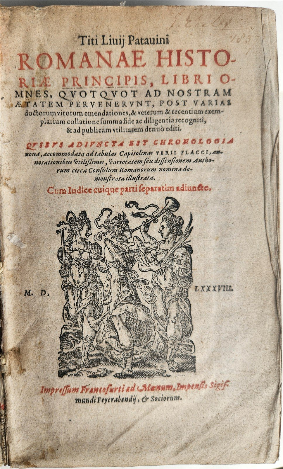 1588 TITUS LIVIUS ROMANAE HISTORIAE PRINCIPIS antique vellum bound ROMAN HISTORY