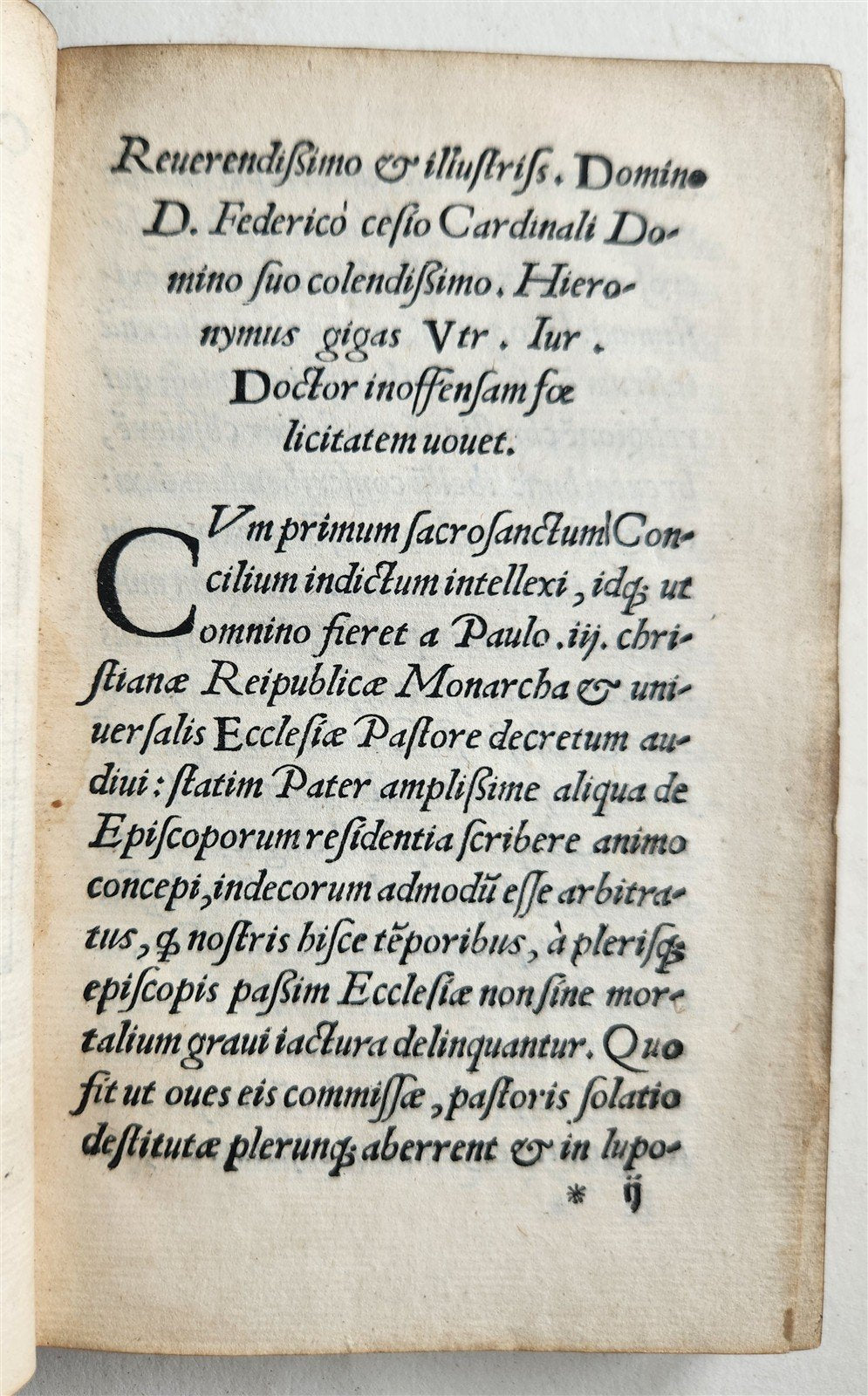 1548 TRACTATUS de RESIDENTIA EPISCOPORUM by HIERONYMI GIGANTIS antique 16th CENT