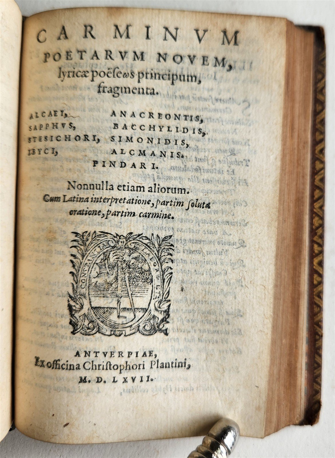 1567 POETRY in LATIN PLANTIN PRESS antique PINDARI OLYMPIA PYTHIA NEMEA ISTHMIA