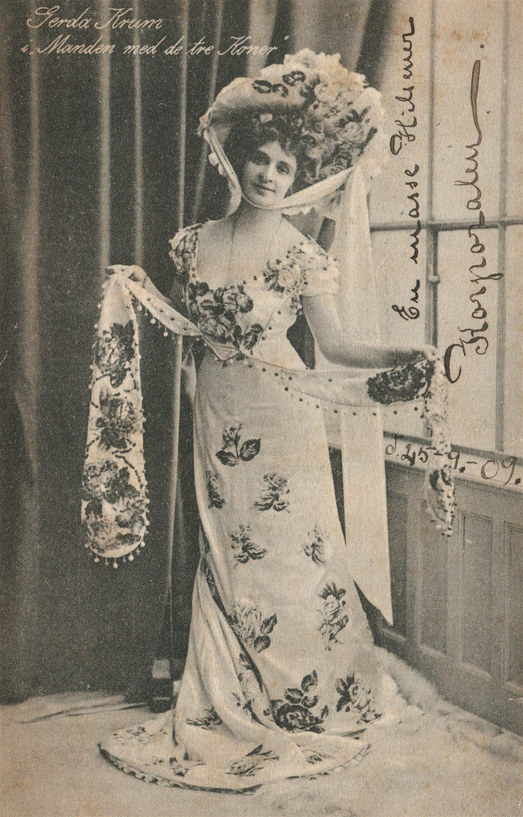 DENMARK early film actress JERDA KRUM - JUNCKER ANTIQUE POSTCARD