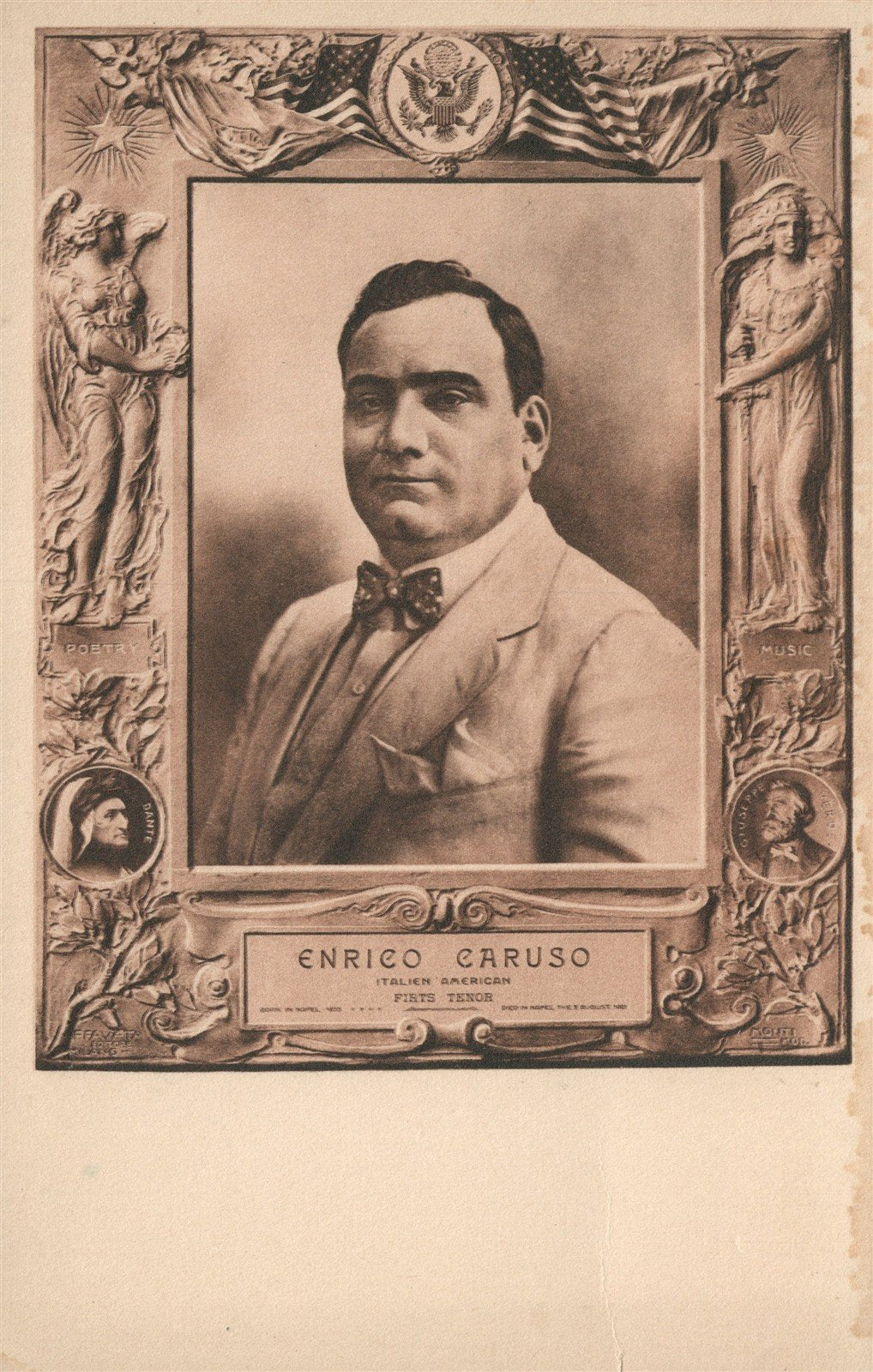 ENRICO CARUSO ITALIAN AMERICAN OPER TENOR ANTIQUE POSTCARD