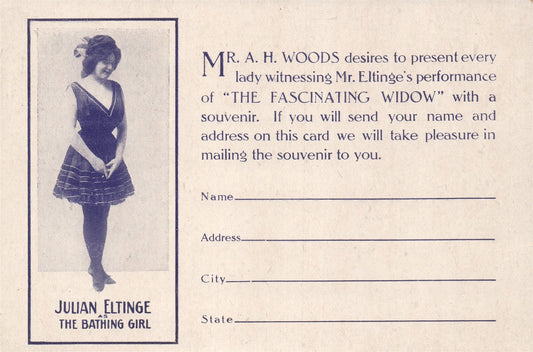 AMERICAN THEATRE A.H.WOODS PRODUCTIONS COMPANY ADVERTISING ANTIQUE POSTCARD