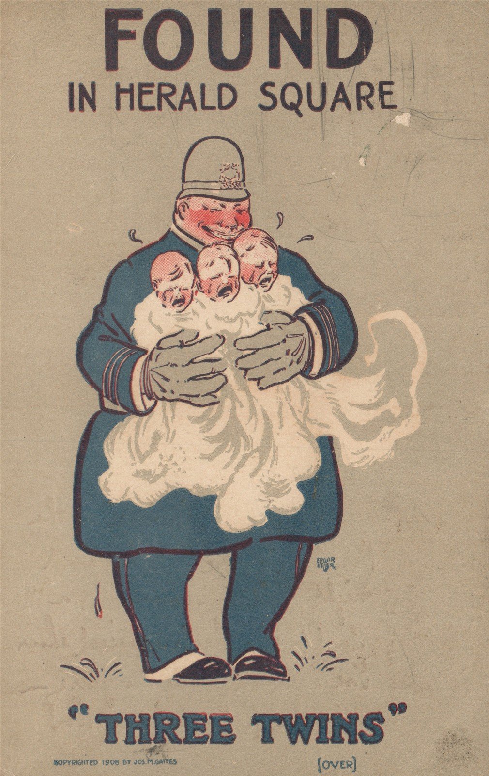 THEATRE FOUND IN HERALD SQUARE THREE TWINS ANTIQUE POSTCARD