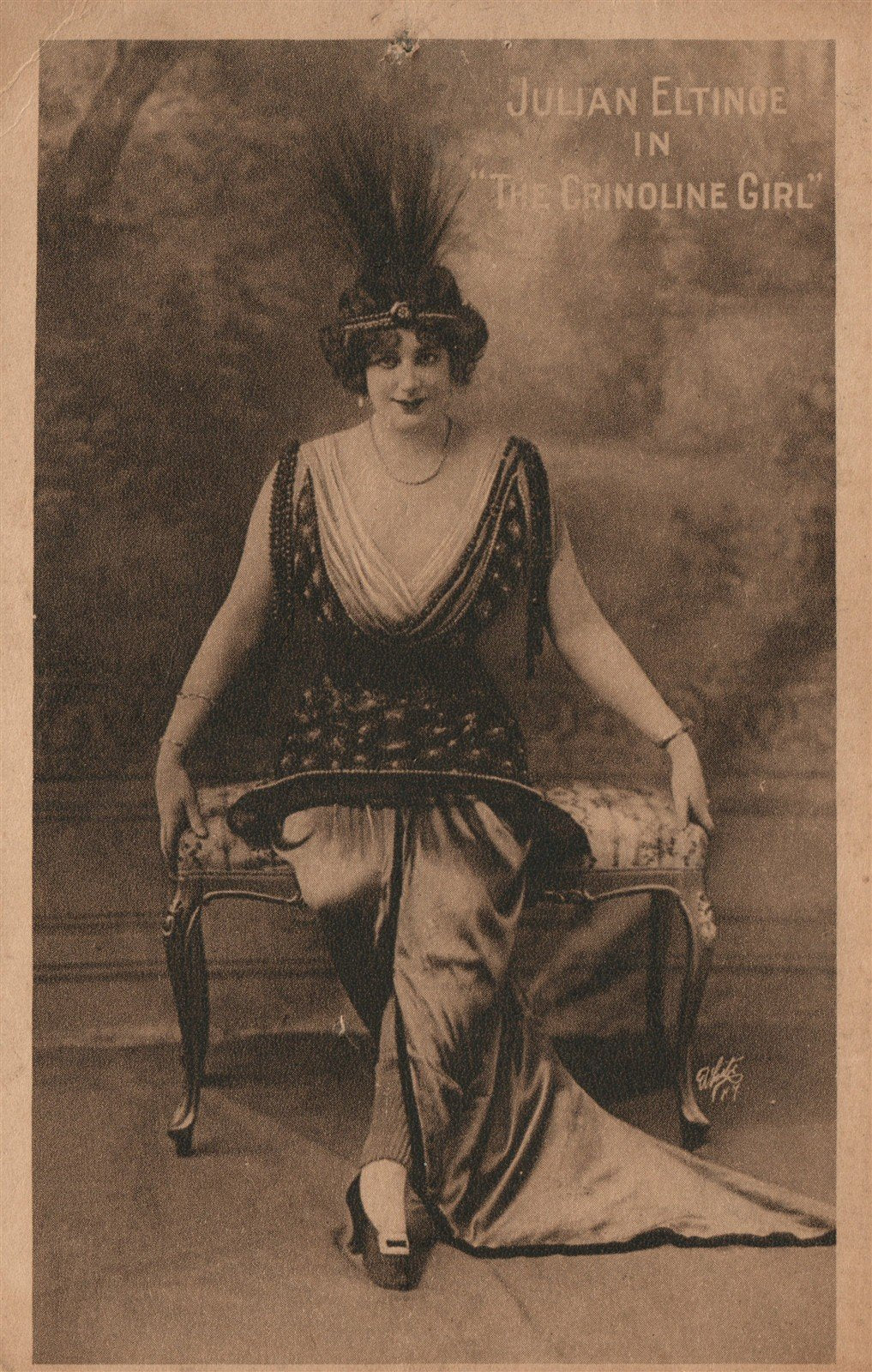 AMERICAN THEATRE A.H.WOODS PRODUCTIONS COMPANY CRINOLINE GIRL ANTIQUE POSTCARD