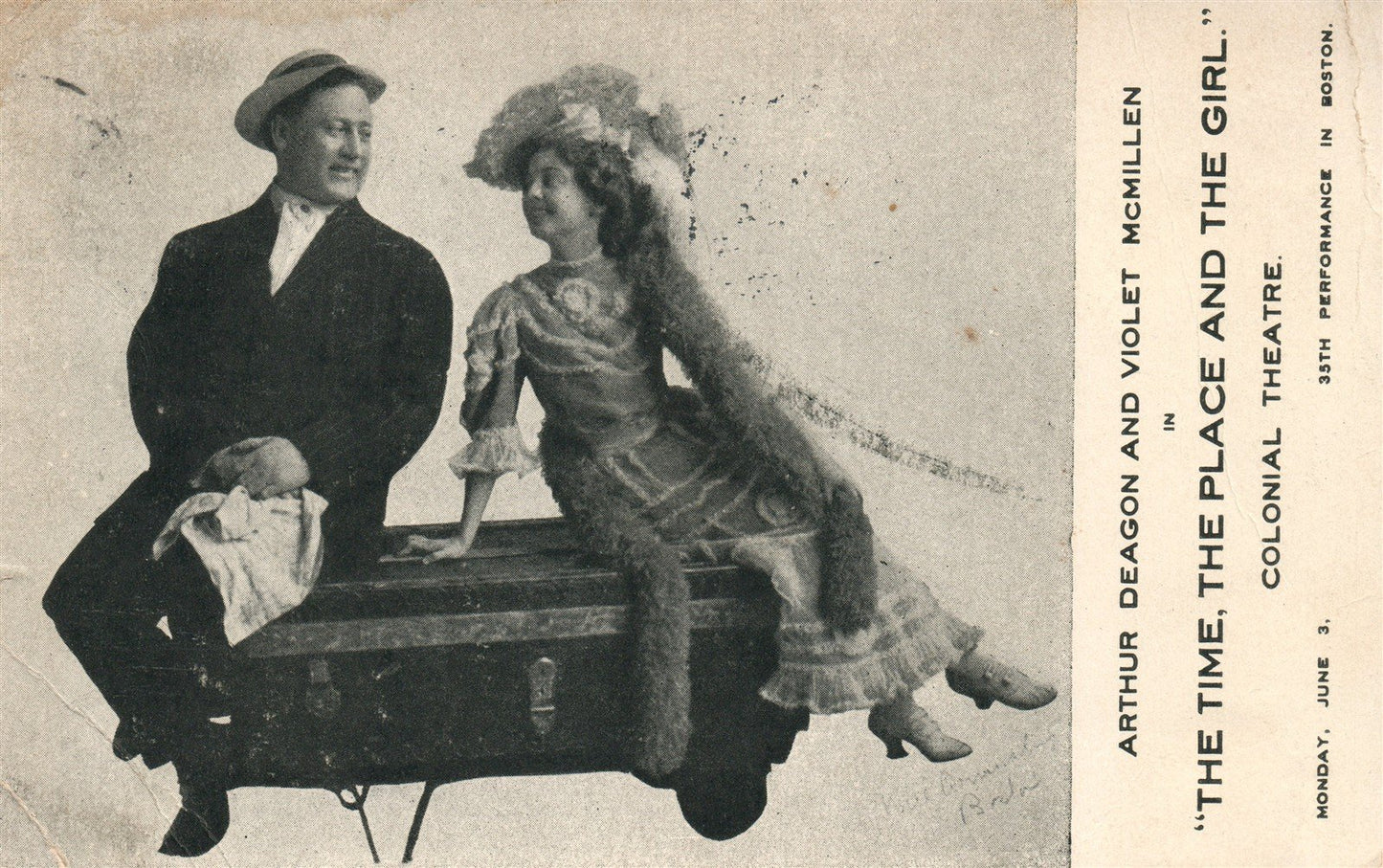 AMERICAN COLONIAL THEATRE BOSTON PLAY ANTIQUE POSTCARD