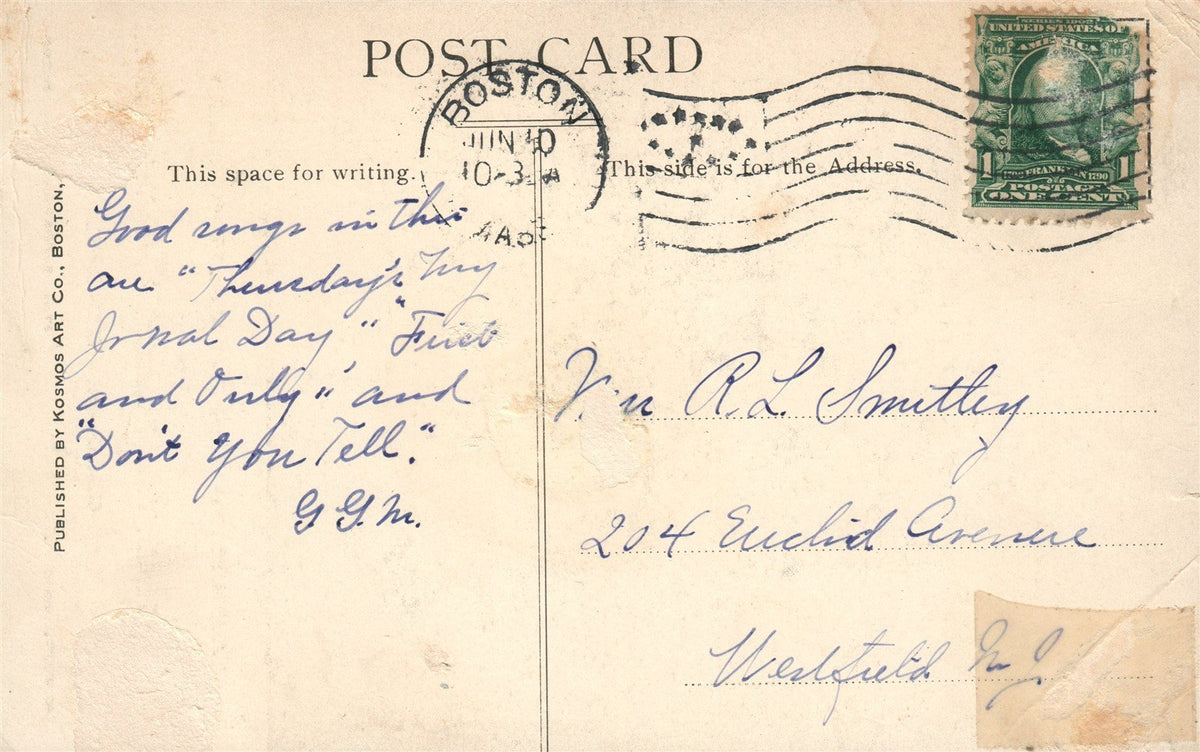 AMERICAN COLONIAL THEATRE BOSTON PLAY ANTIQUE POSTCARD