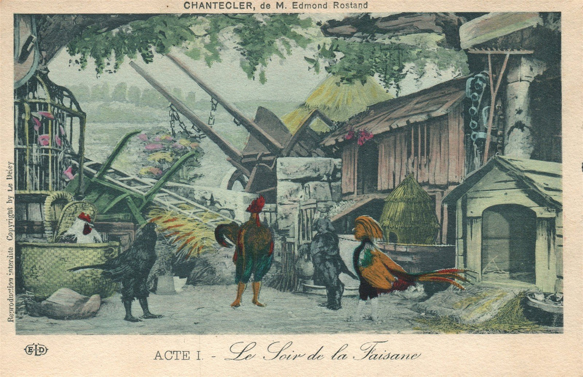 THEATRE PLAY CHANTECLER by EDMOND ROSTAND ANTIQUE FRENCH POSTCARD Acte I