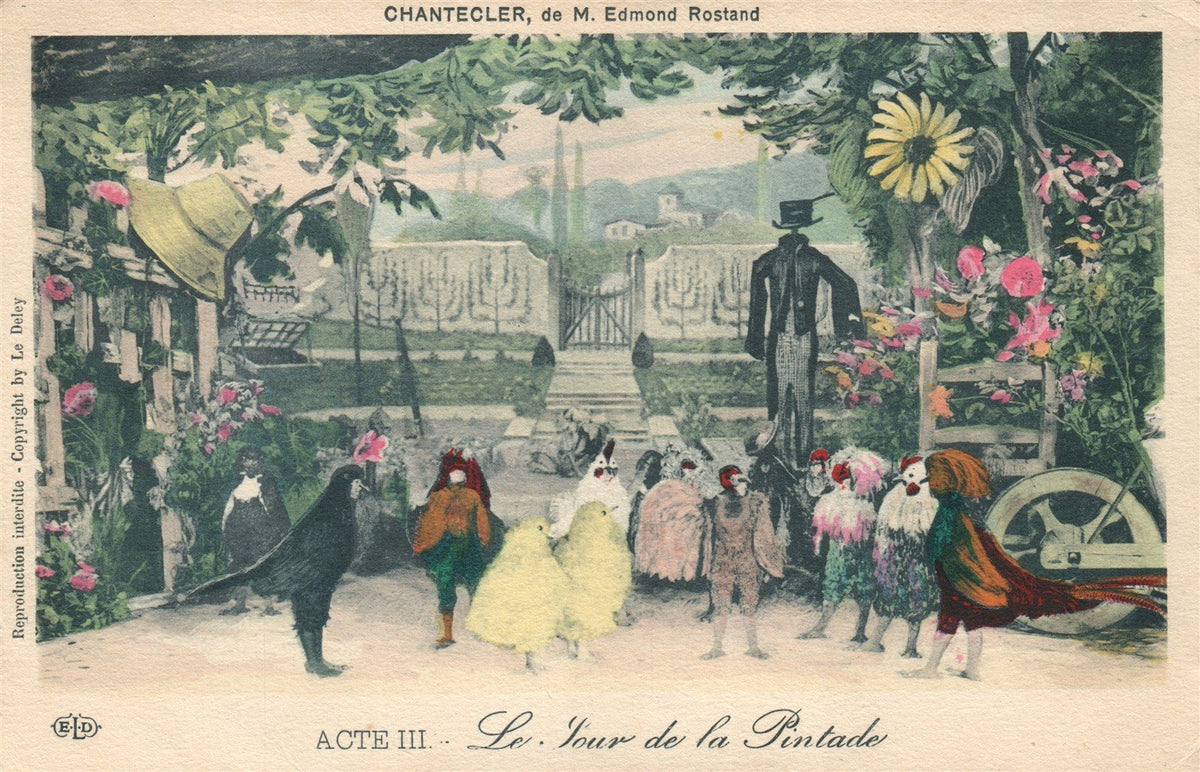 THEATRE PLAY CHANTECLER de M. EDMOND ROSTAND ANTIQUE POSTCARD
