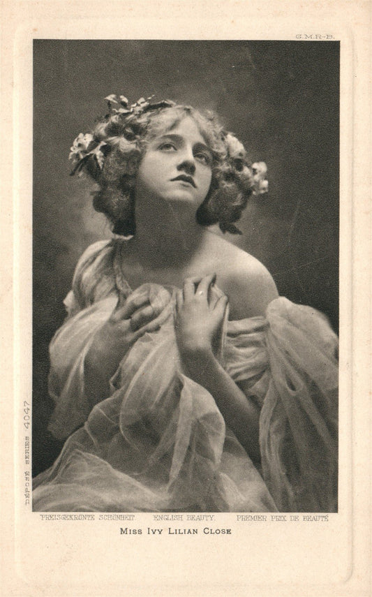 THEATRE ACTRESS English beauty Miss IVY LILIAN CLOSE ANTIQUE POSTCARD