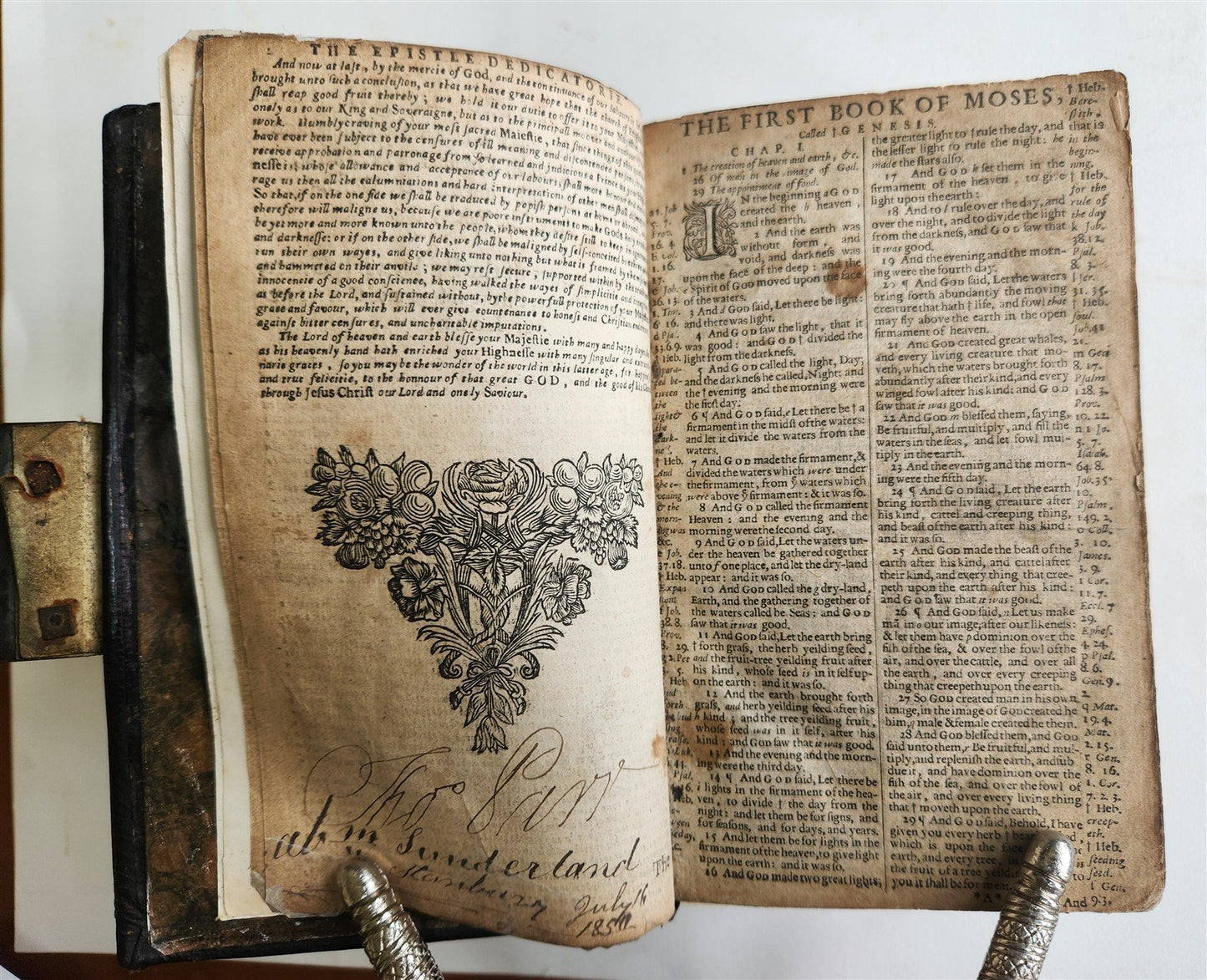 1664 BIBLE in ENGLISH antique RARE King James Version ORIGINAL BINDING w/CLASP