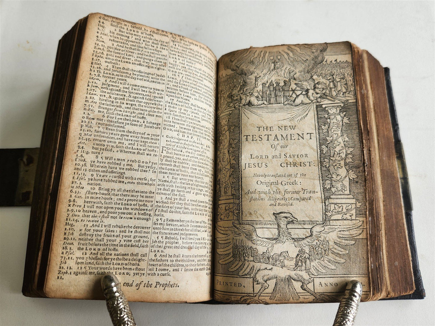 1664 BIBLE in ENGLISH antique RARE King James Version ORIGINAL BINDING w/CLASP