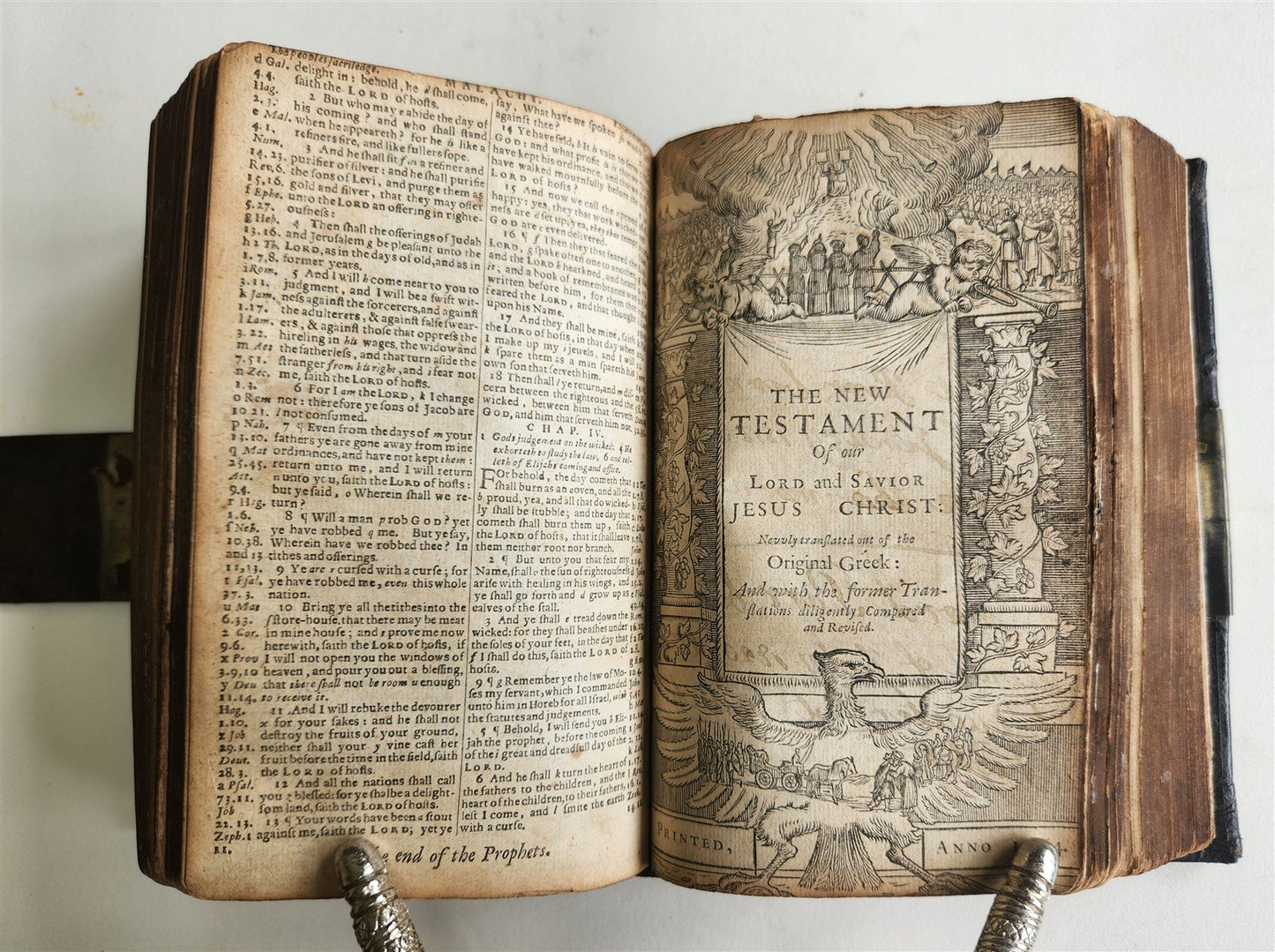 1664 BIBLE in ENGLISH antique RARE King James Version ORIGINAL BINDING w/CLASP