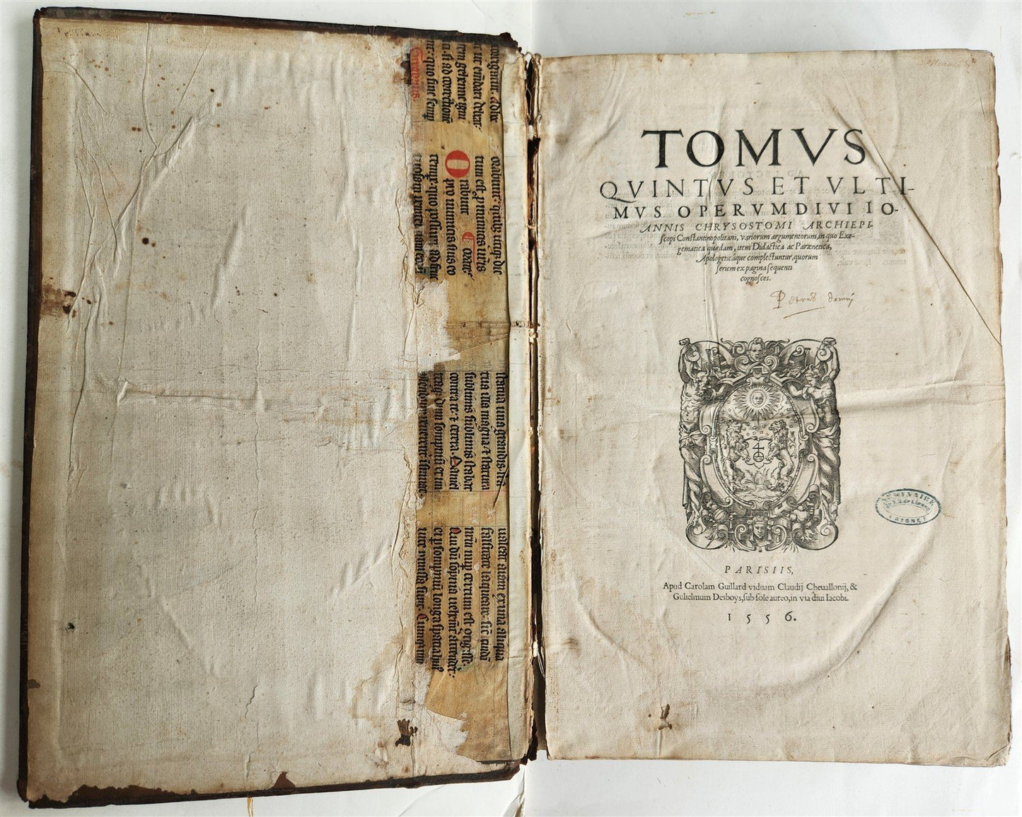 1556 John Chrysostom BIBLE COMMENTARIES antique WOMAN PRINTER 16th CENTURY FOLIO