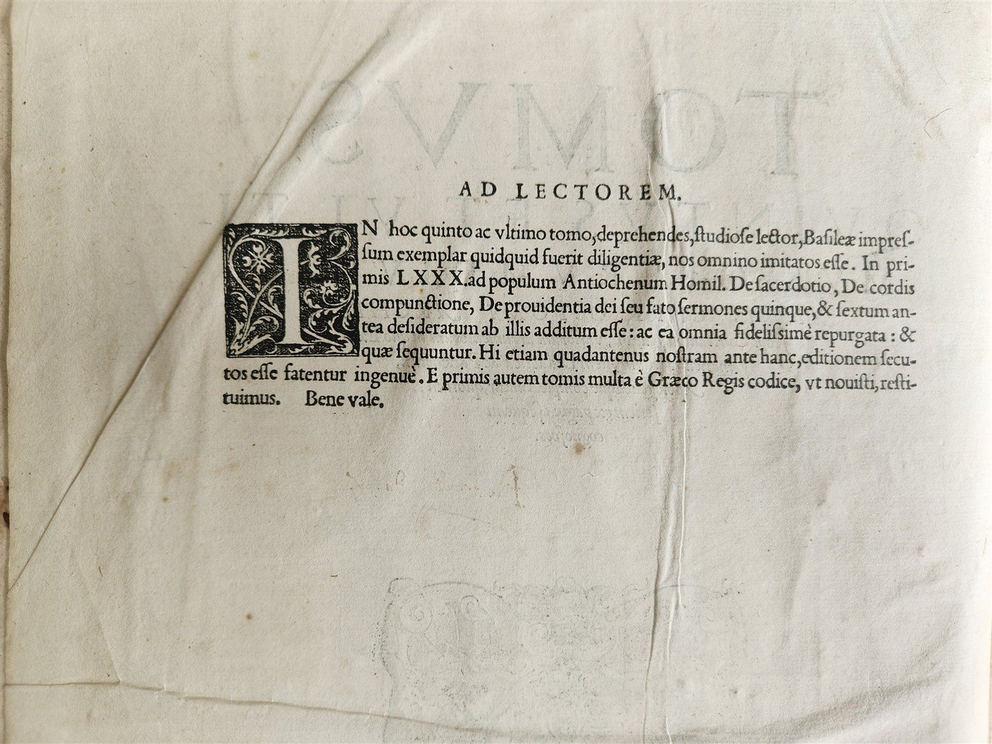 1556 John Chrysostom BIBLE COMMENTARIES antique WOMAN PRINTER 16th CENTURY FOLIO