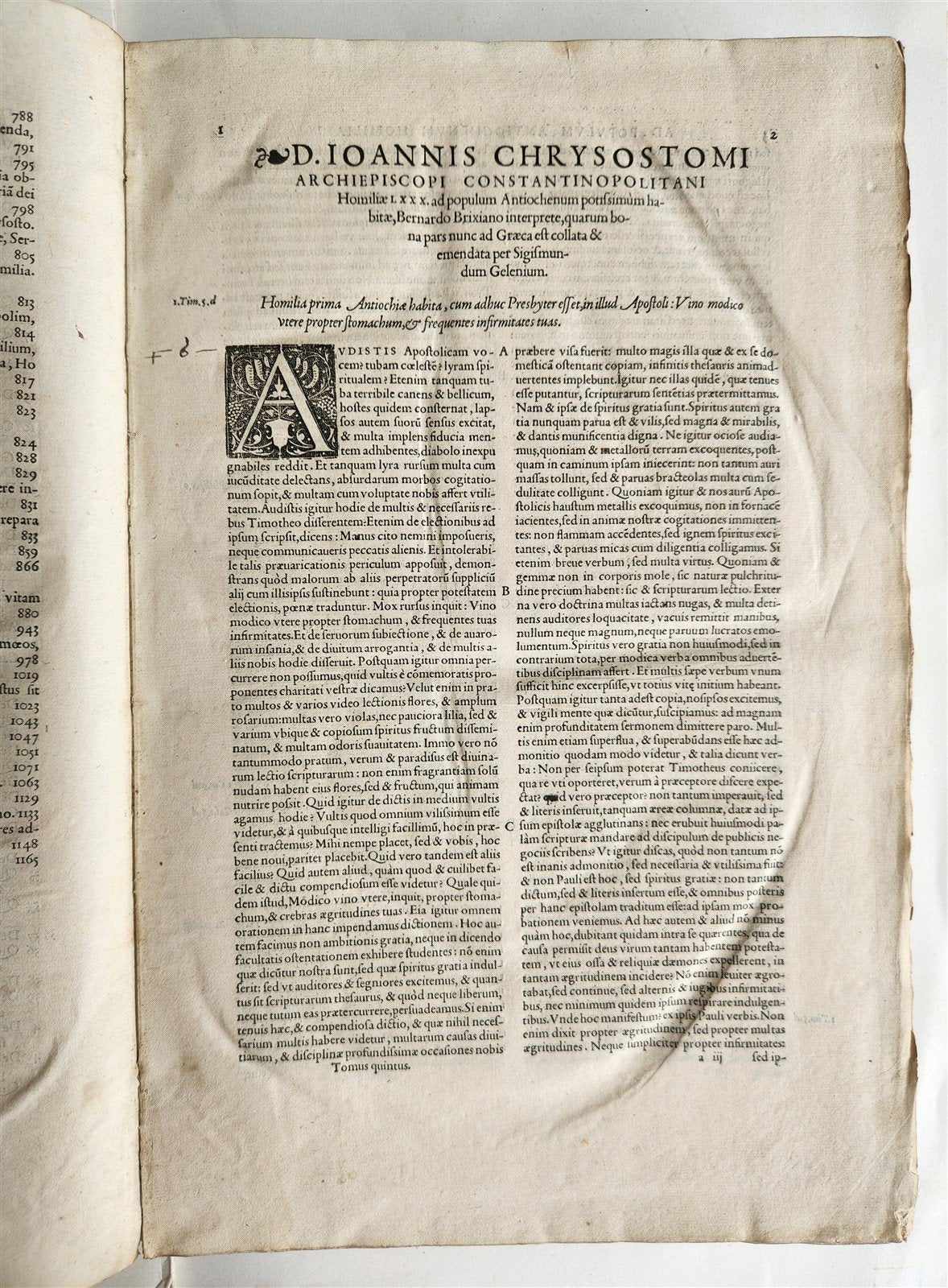 1556 John Chrysostom BIBLE COMMENTARIES antique WOMAN PRINTER 16th CENTURY FOLIO