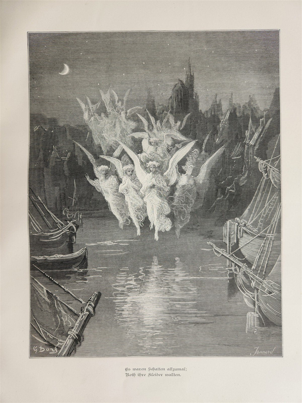 1877 DER ALTE MATROSE antique Illustrated GUSTAVE DORE Rime of Ancient Mariner