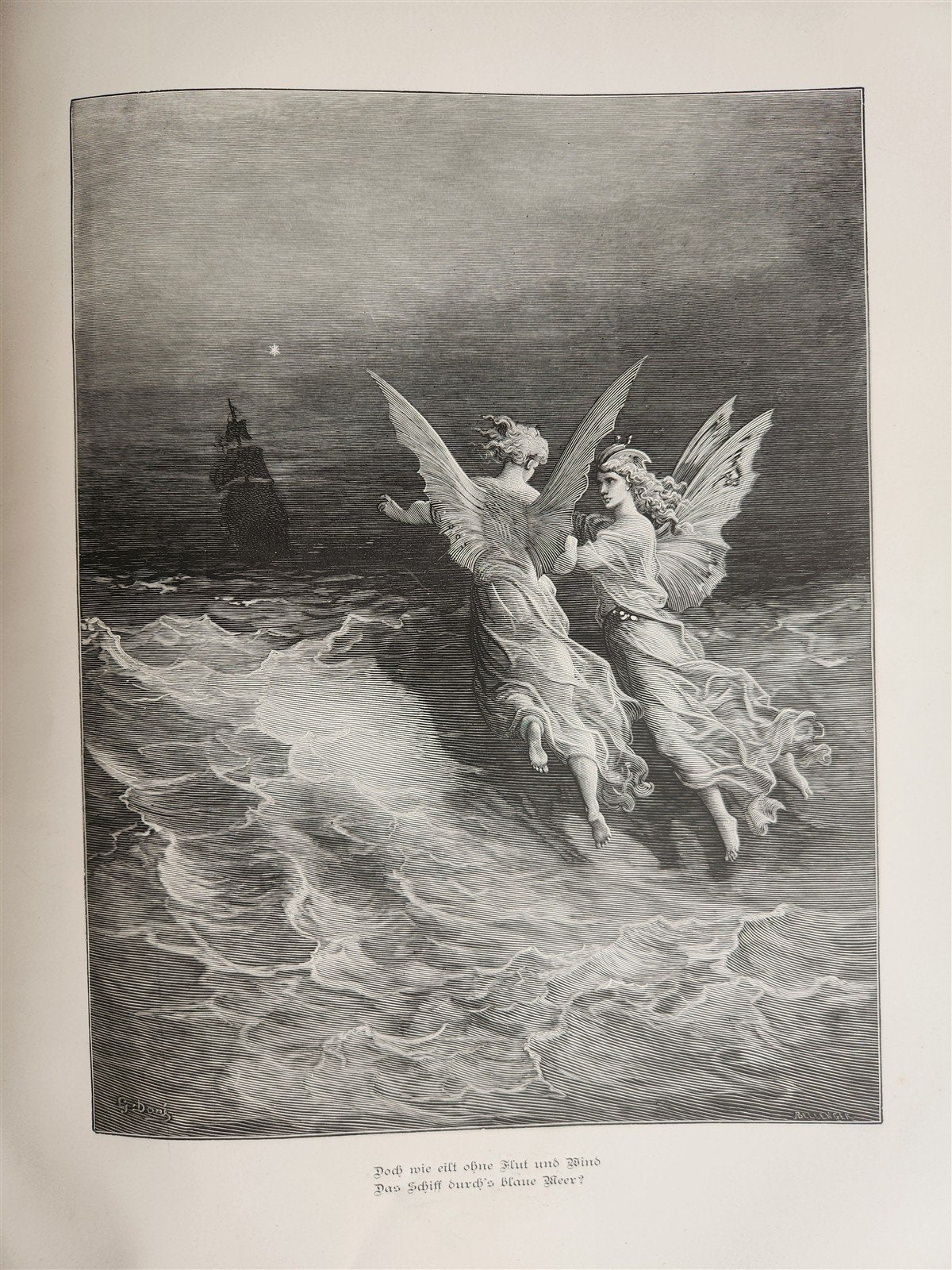 1877 DER ALTE MATROSE antique Illustrated GUSTAVE DORE Rime of Ancient Mariner