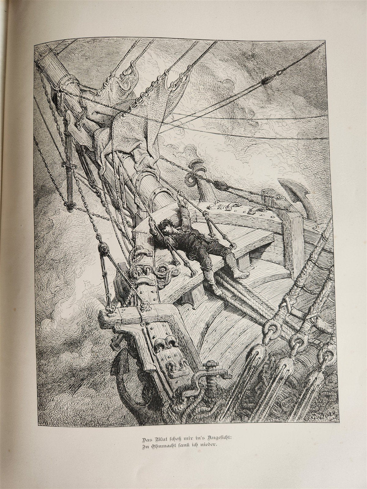 1877 DER ALTE MATROSE antique Illustrated GUSTAVE DORE Rime of Ancient Mariner