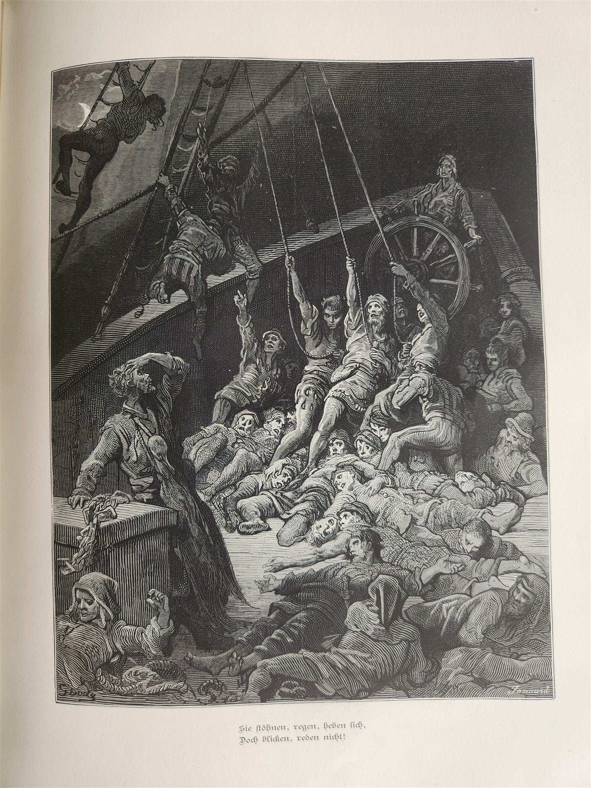 1877 DER ALTE MATROSE antique Illustrated GUSTAVE DORE Rime of Ancient Mariner