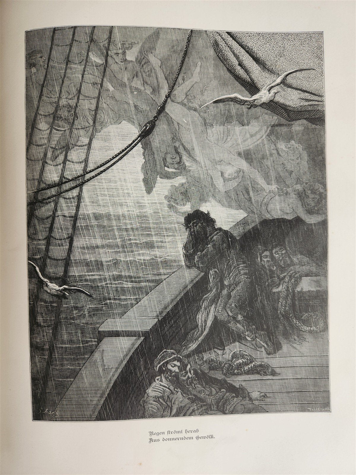 1877 DER ALTE MATROSE antique Illustrated GUSTAVE DORE Rime of Ancient Mariner