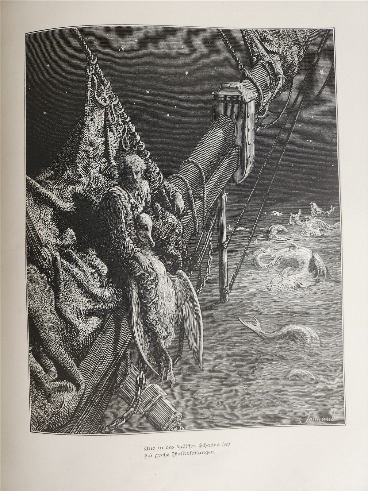 1877 DER ALTE MATROSE antique Illustrated GUSTAVE DORE Rime of Ancient Mariner