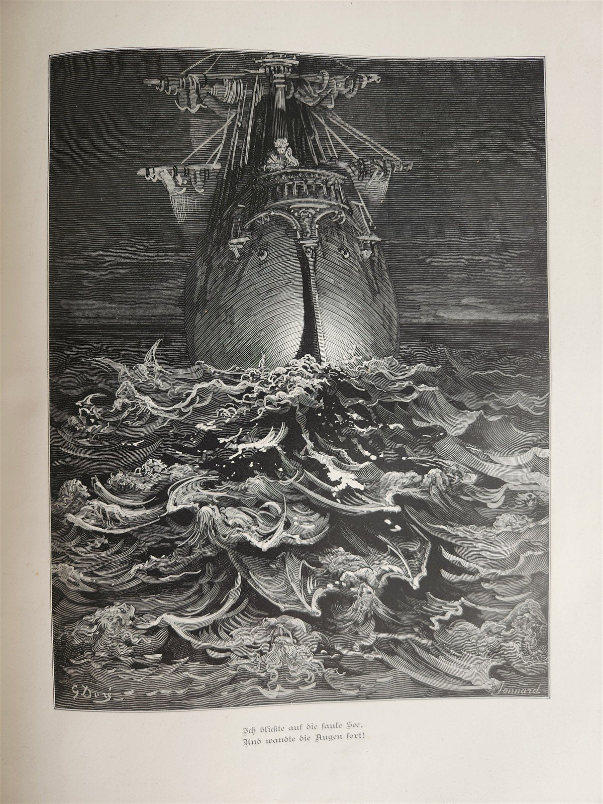 1877 DER ALTE MATROSE antique Illustrated GUSTAVE DORE Rime of Ancient Mariner