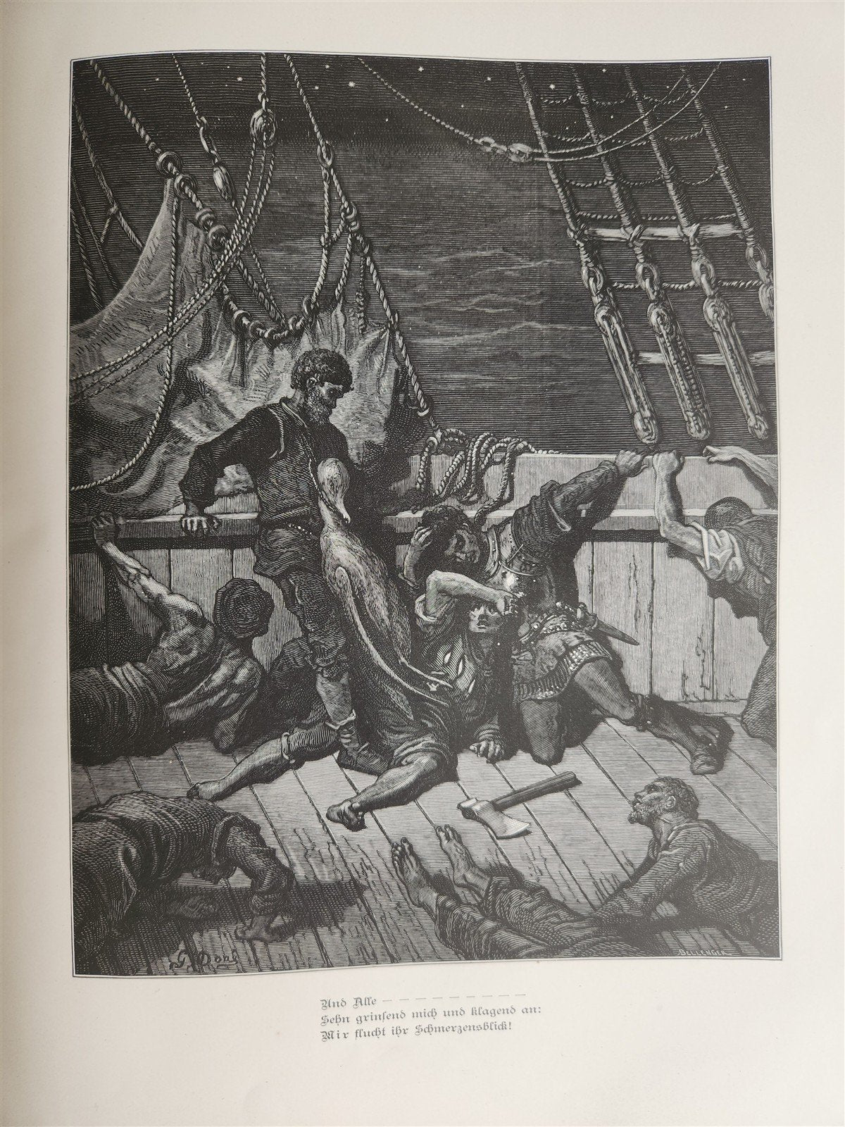 1877 DER ALTE MATROSE antique Illustrated GUSTAVE DORE Rime of Ancient Mariner