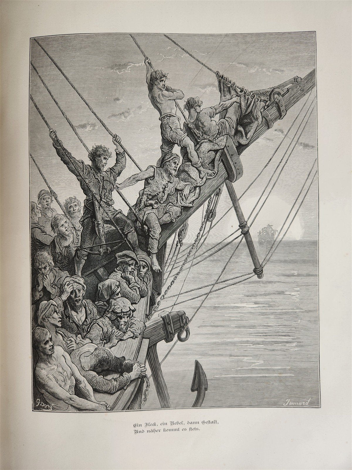 1877 DER ALTE MATROSE antique Illustrated GUSTAVE DORE Rime of Ancient Mariner