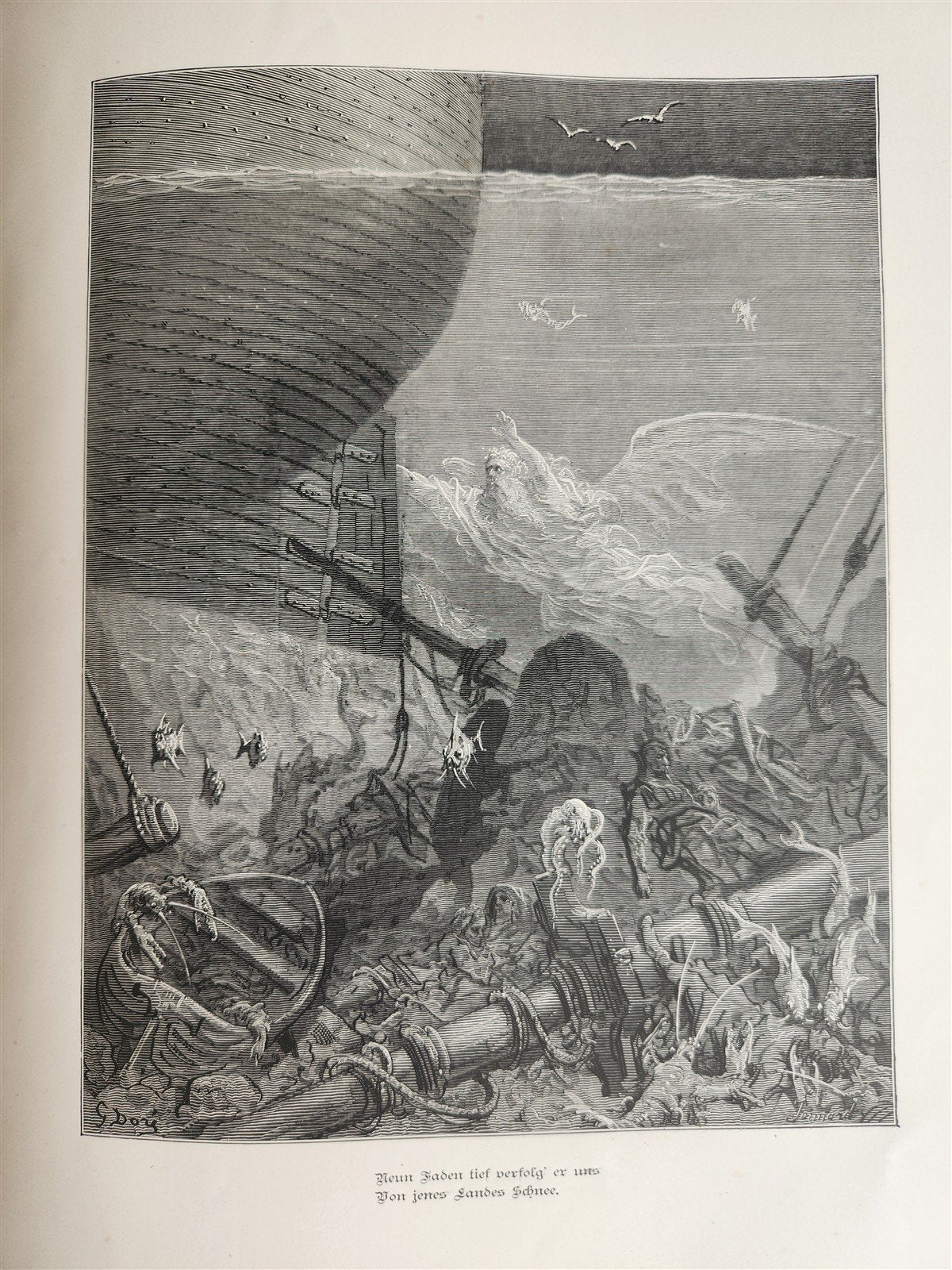 1877 DER ALTE MATROSE antique Illustrated GUSTAVE DORE Rime of Ancient Mariner