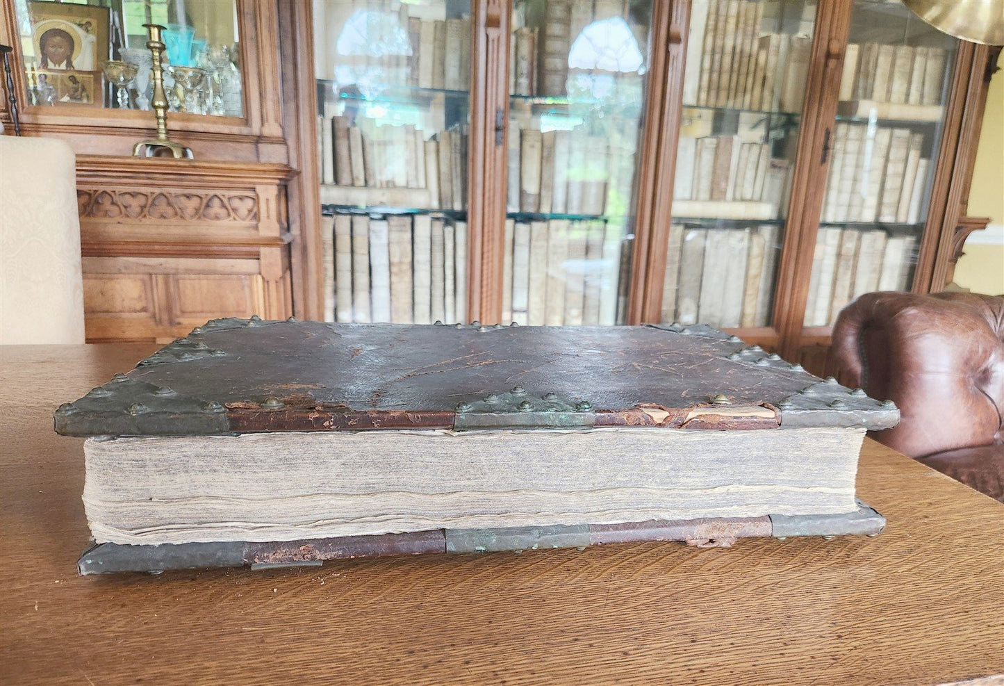 1737 MONUMENTAL Psalterium Romanum antique MASSIVE FOLIO w/ METAL DECORATIONS