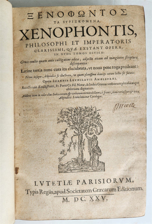 1625 XENOPHONTIS Philosophi et Imperatoris FOLIO in GREEK & LATIN antique