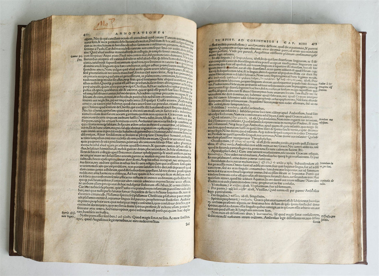 1527 POST-INCUNABULA BIBLE COMMENTARIES by ERASMUS antique 16th CENTURY FOLIO