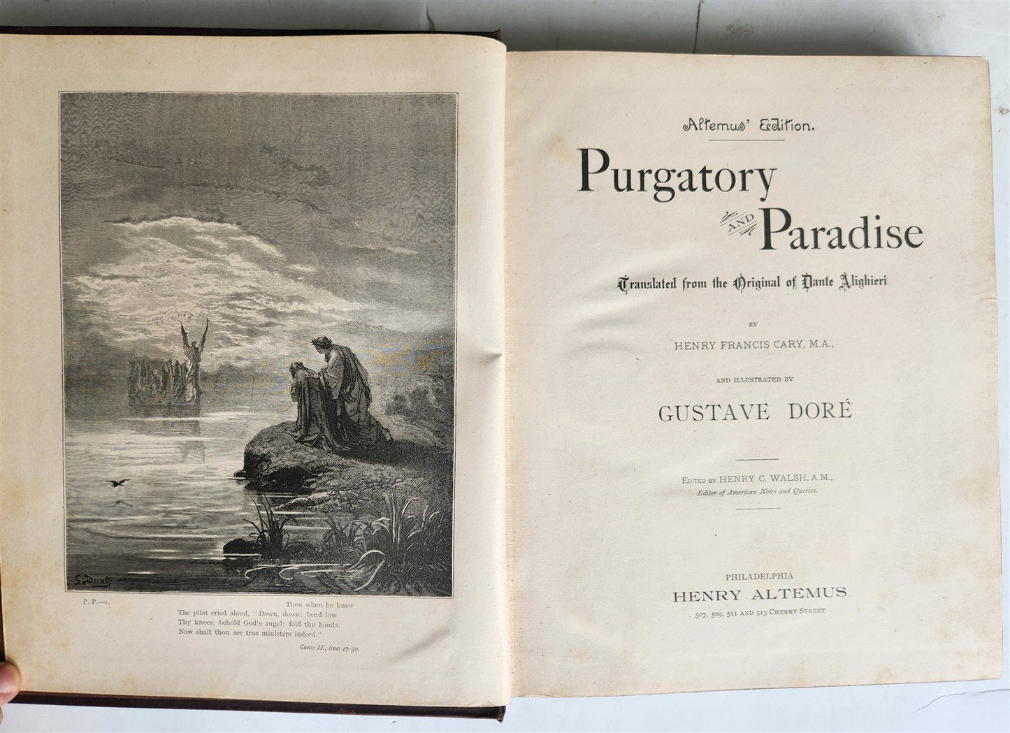 1880s DANTE'S PURGATORY and PARADISE ILLUSTRATED by GUSTAVE DORE antique FOLIO