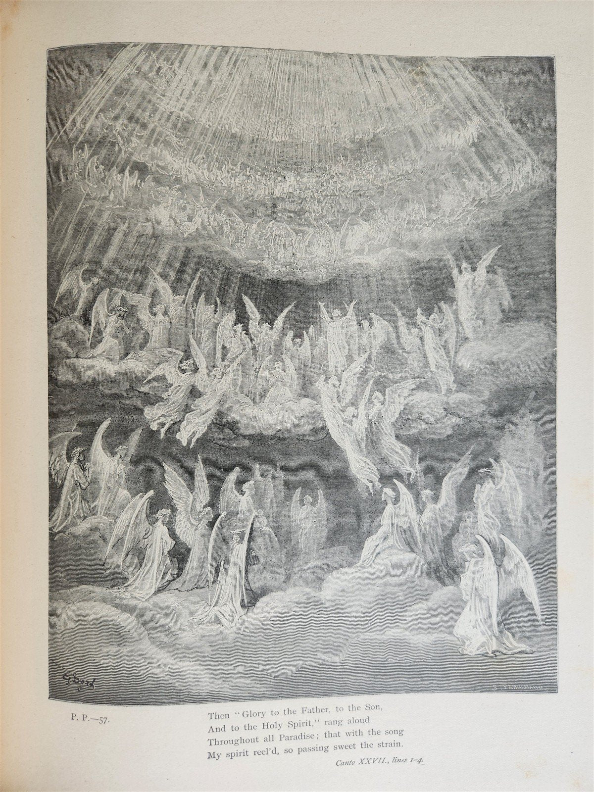 1880s DANTE'S PURGATORY and PARADISE ILLUSTRATED by GUSTAVE DORE antique FOLIO