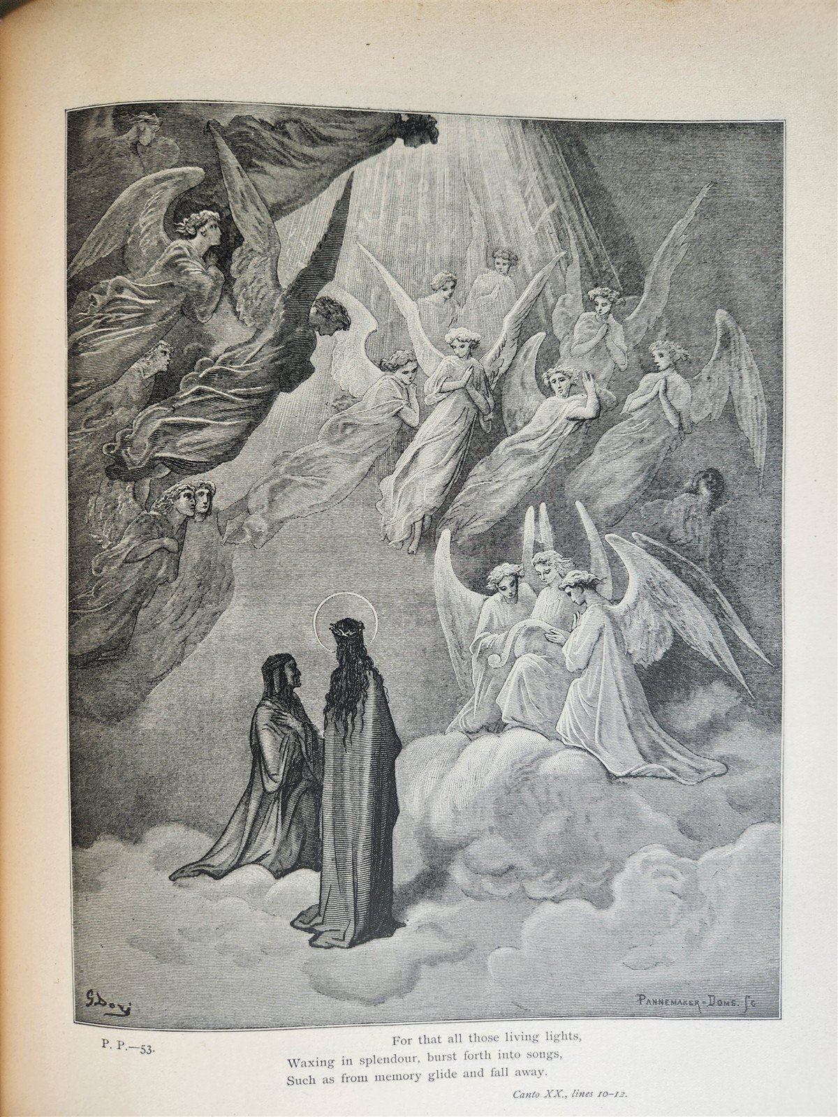 1880s DANTE'S PURGATORY and PARADISE ILLUSTRATED by GUSTAVE DORE antique FOLIO