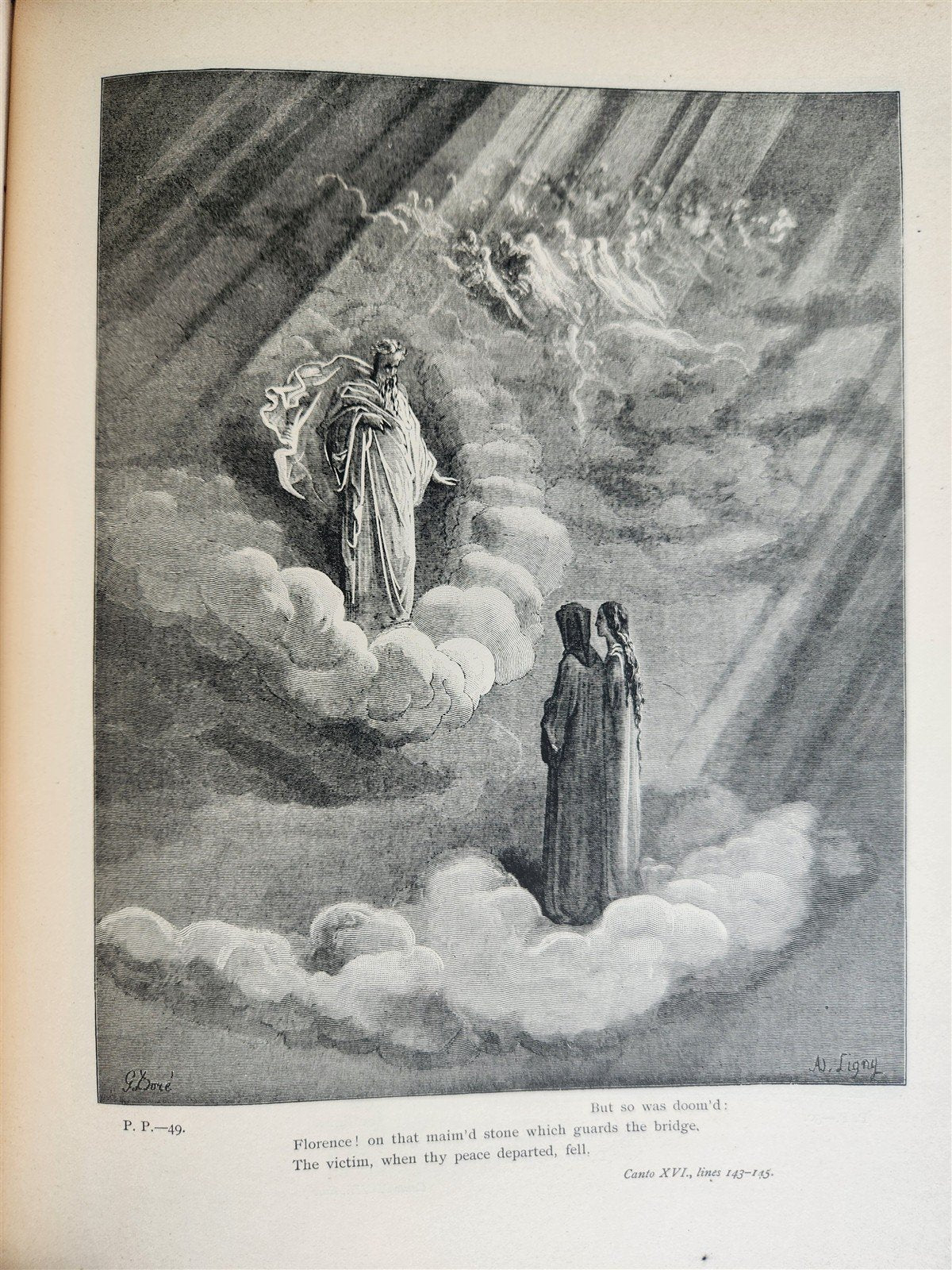 1880s DANTE'S PURGATORY and PARADISE ILLUSTRATED by GUSTAVE DORE antique FOLIO