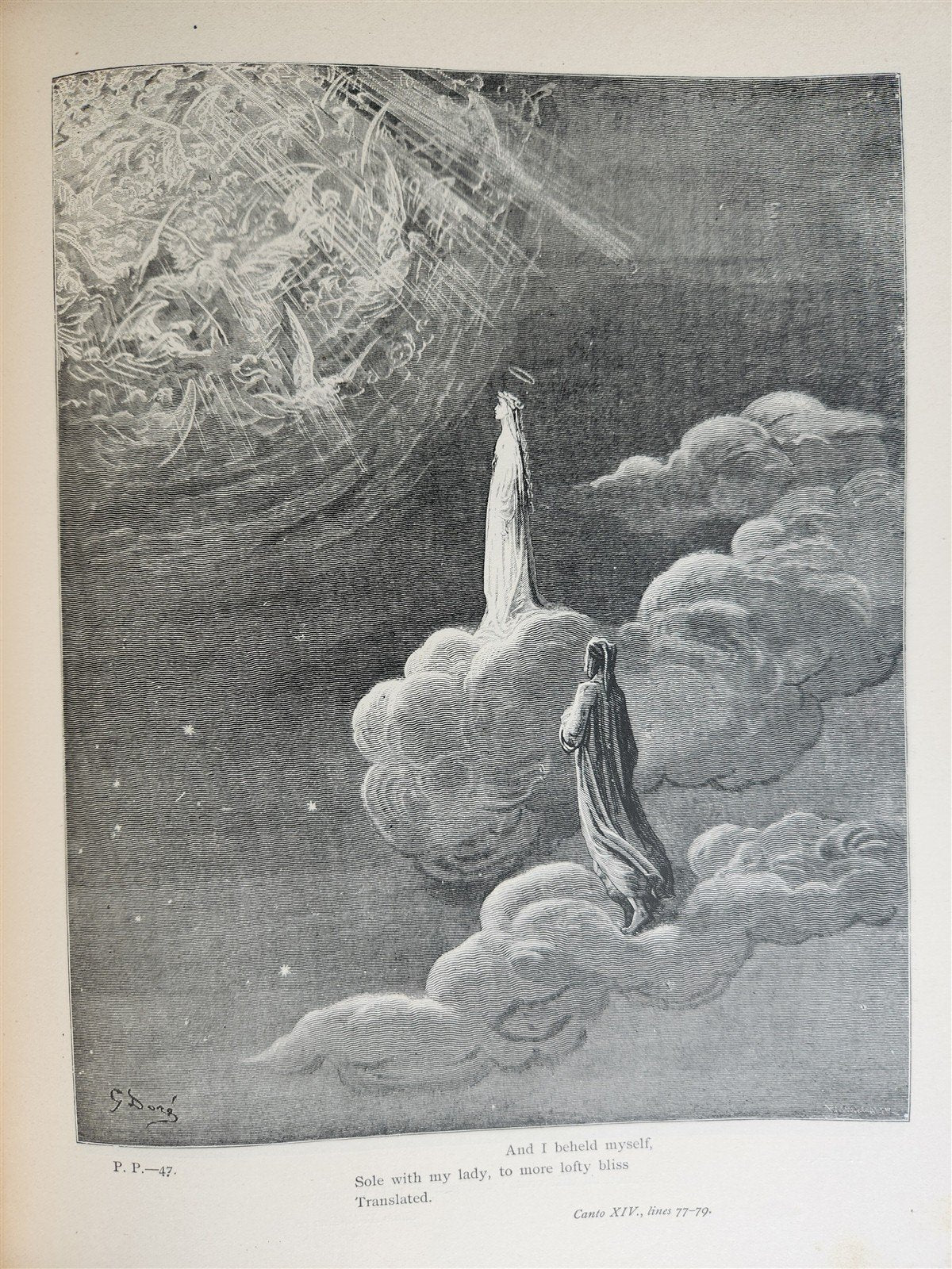 1880s DANTE'S PURGATORY and PARADISE ILLUSTRATED by GUSTAVE DORE antique FOLIO
