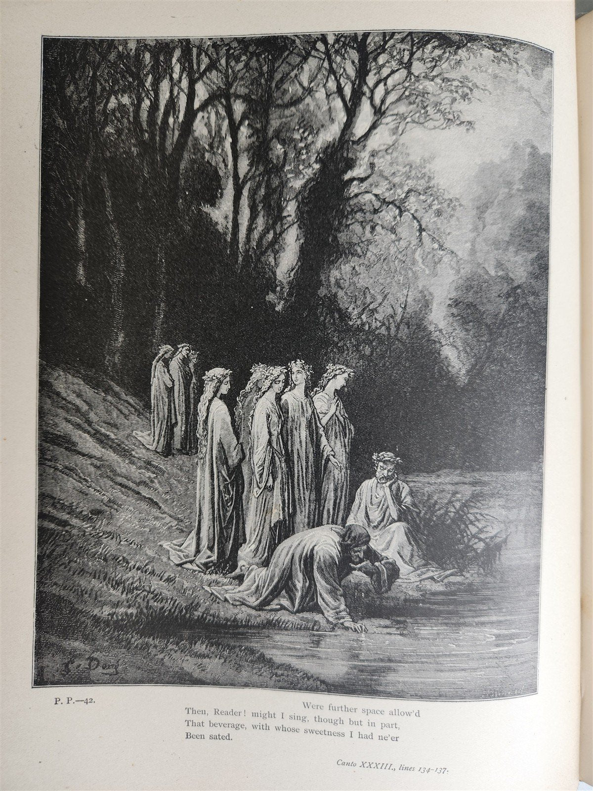 1880s DANTE'S PURGATORY and PARADISE ILLUSTRATED by GUSTAVE DORE antique FOLIO
