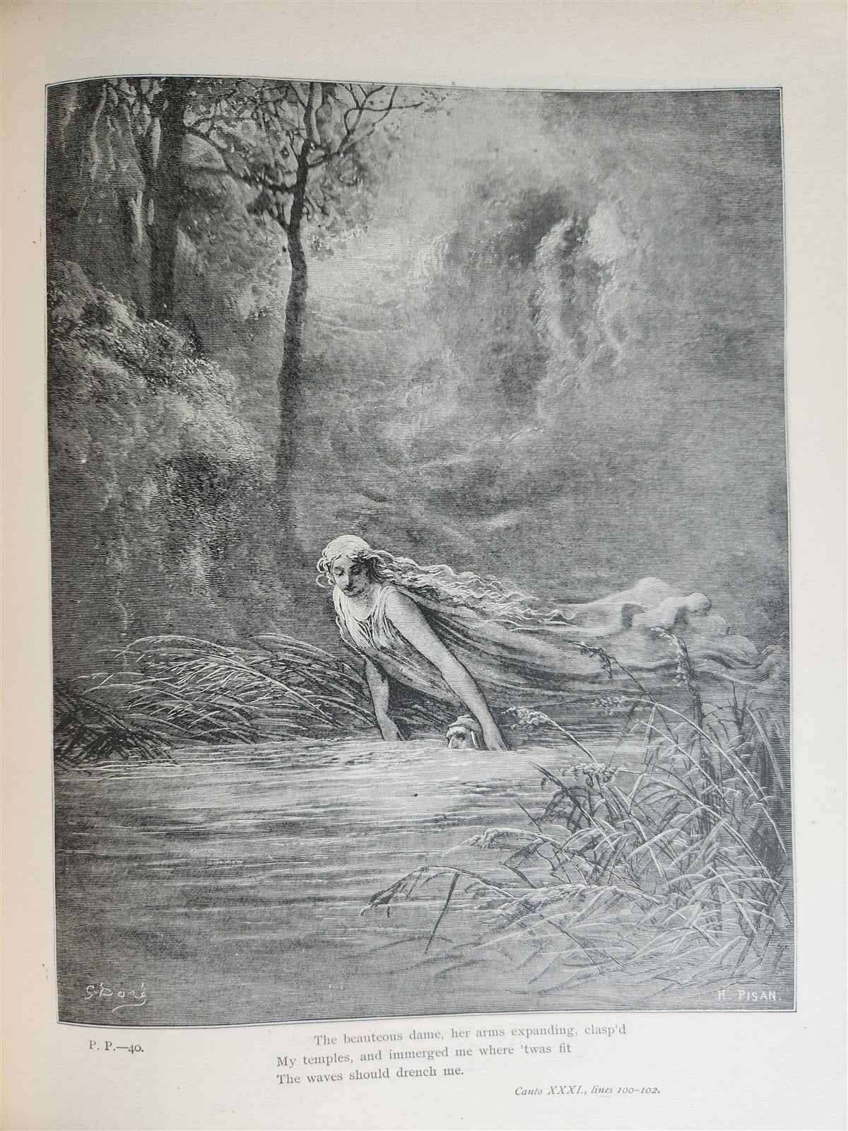 1880s DANTE'S PURGATORY and PARADISE ILLUSTRATED by GUSTAVE DORE antique FOLIO